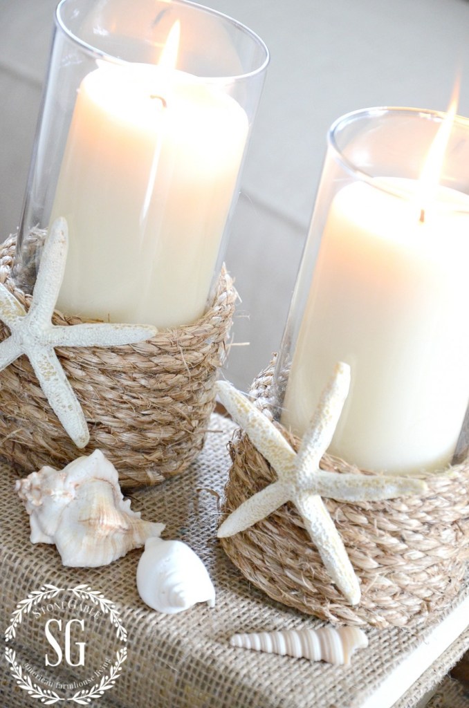 Pottery barn inspired rope wrapped candle holder
